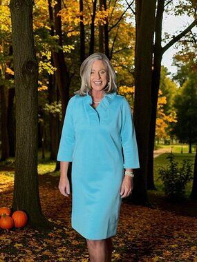 Gretchen Scott Ruffle Neck Dress - Turquoise